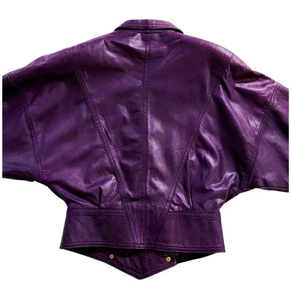 Danier 80's cut purple leather jacket - Picture 3 of 4